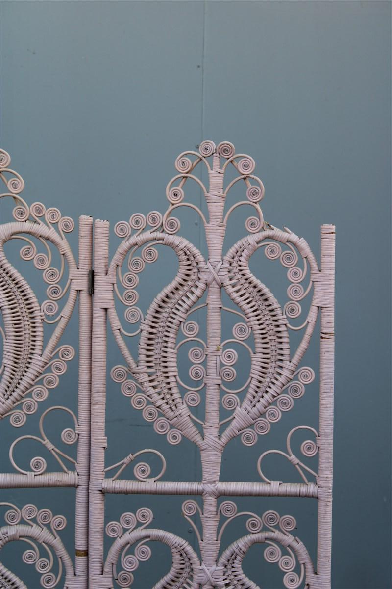 Separè Paravento in bambù intrecciato a mano Italiano 1960 Rosa In condizioni buone in vendita a Palermo, Sicily