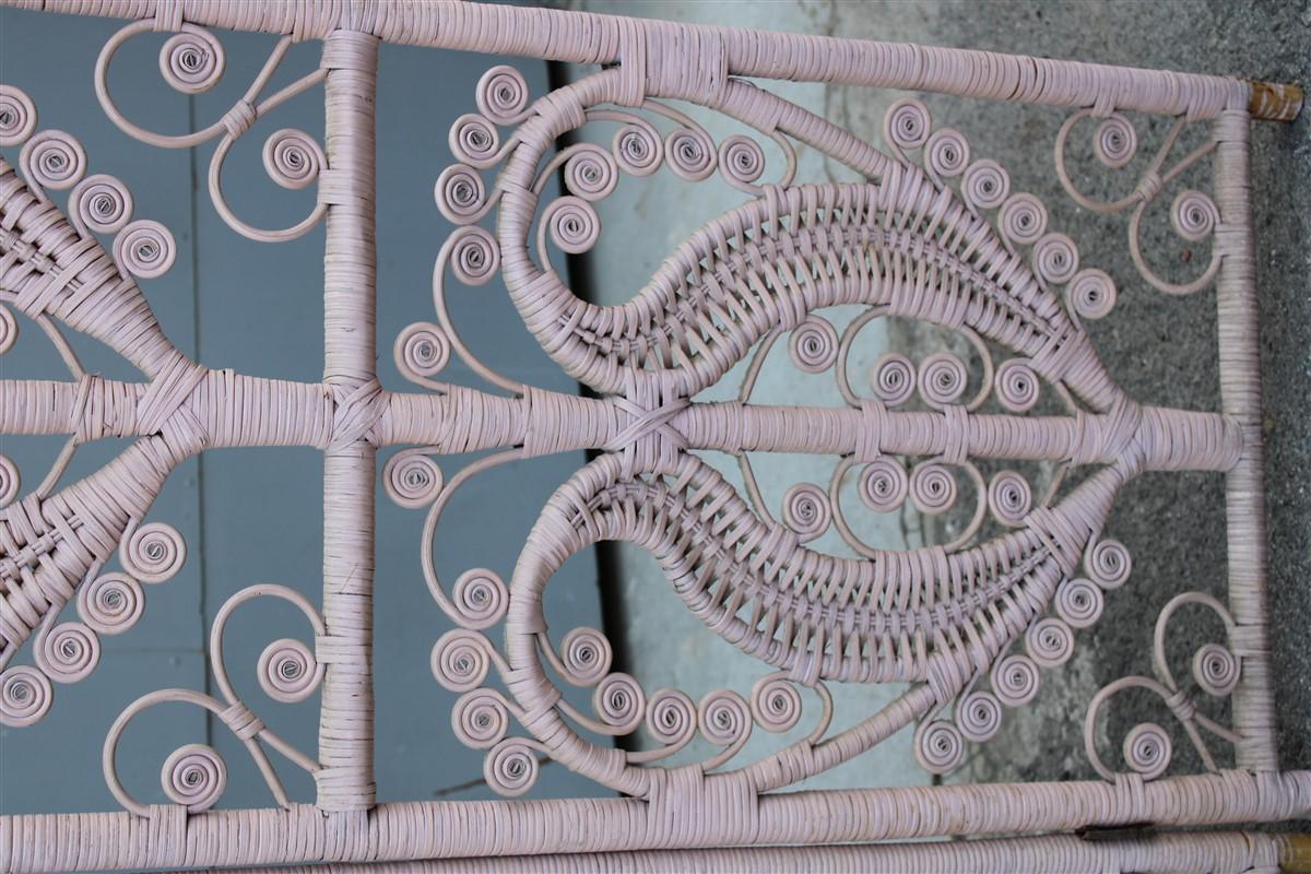 Separè Paravento in bambù intrecciato a mano Italiano 1960 Rosa in vendita 3