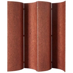 Folding Screen 'Separe' Room Divider in Terracotta Elm burl Veneer