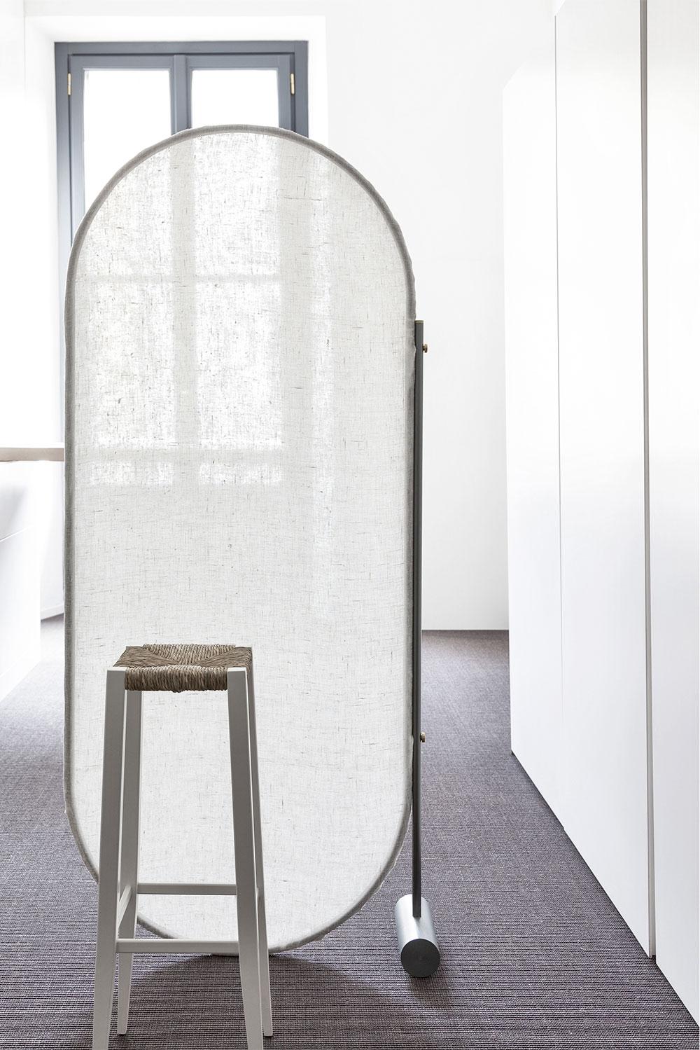 Post-Modern Separè Room Divider with Semi-Transparent and Natural Fabric by Mingardo For Sale