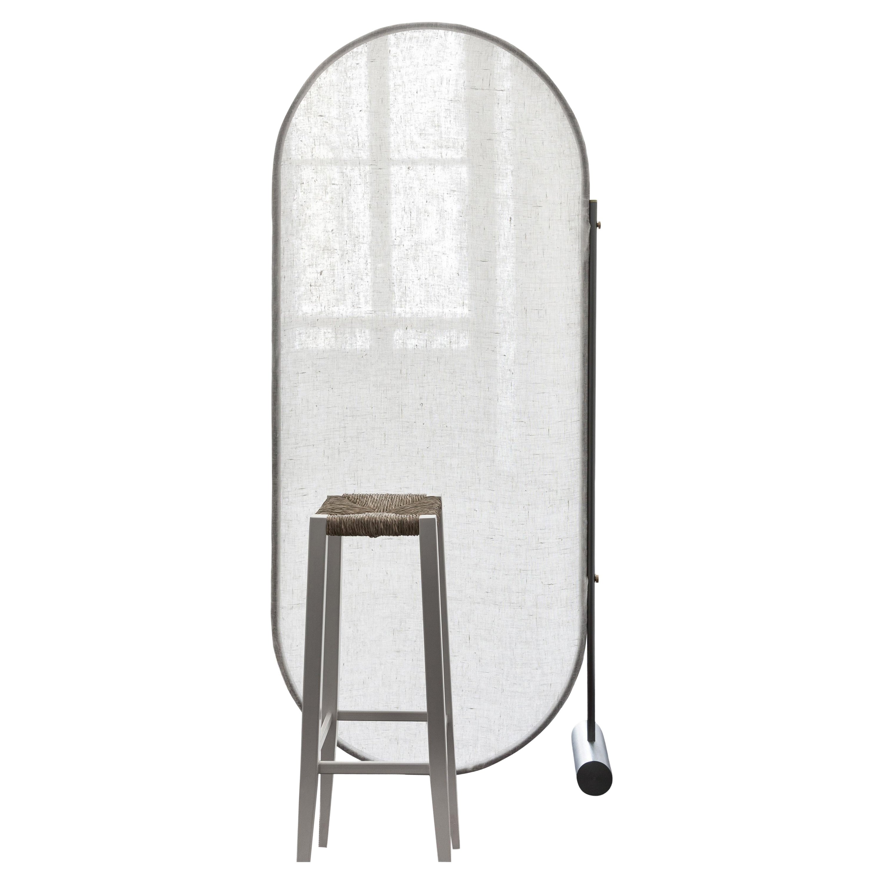 Separè Room Divider with Semi-Transparent and Natural Fabric by Mingardo