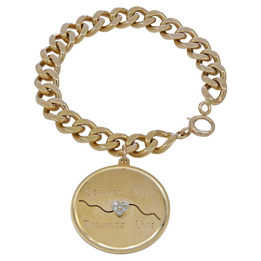 Separes Mais Toujours Unis Gold Charm Bracelet For Sale