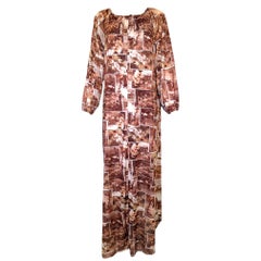 Sepia 19th Century Painting Collage Print Kaftan, 1970s