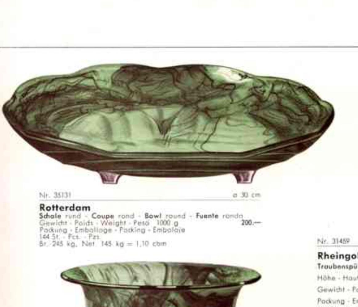 Cuenco o Centro de Mesa de Cristal Nube Sepia mod. Rotterdam de Walther & Sohne, Alemania en venta 3