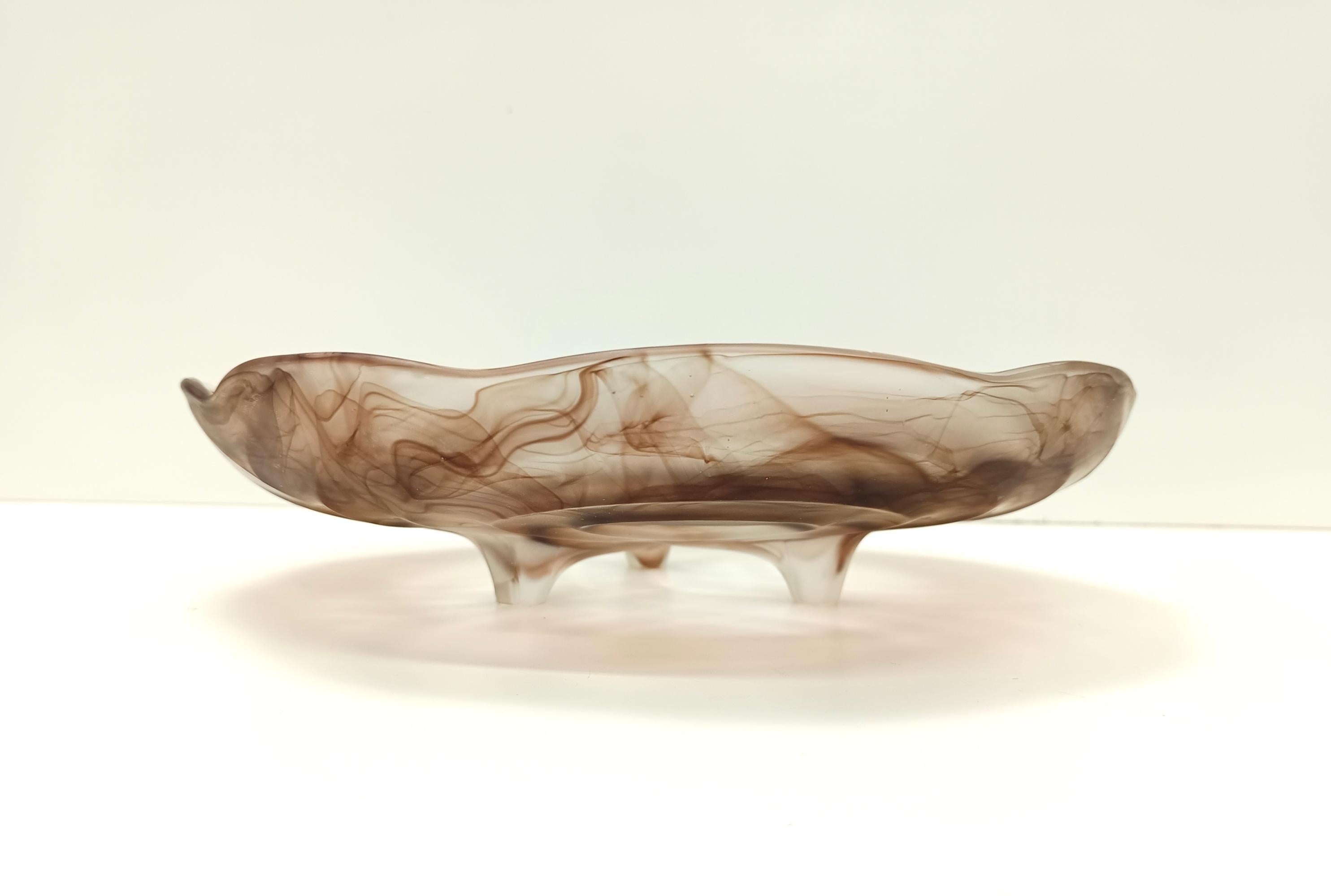Cuenco o Centro de Mesa de Cristal Nube Sepia mod. Rotterdam de Walther & Sohne, Alemania Art Nouveau en venta