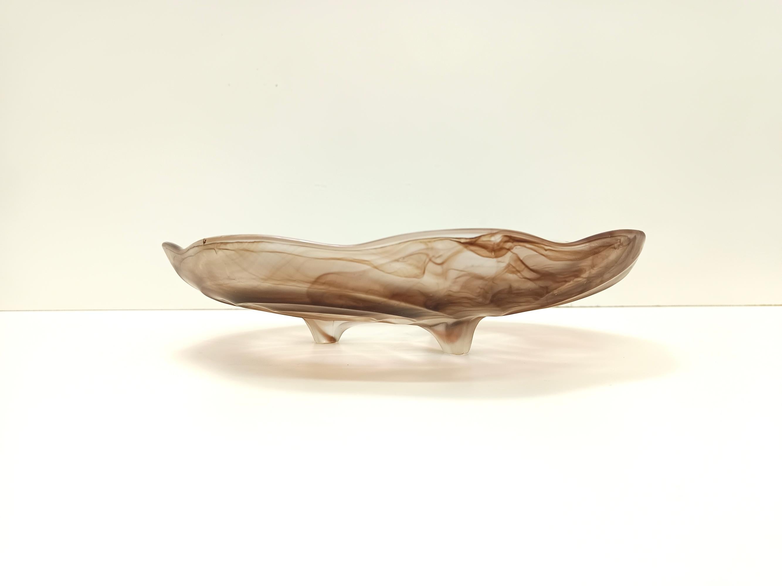 Cuenco o Centro de Mesa de Cristal Nube Sepia mod. Rotterdam de Walther & Sohne, Alemania Alemán en venta