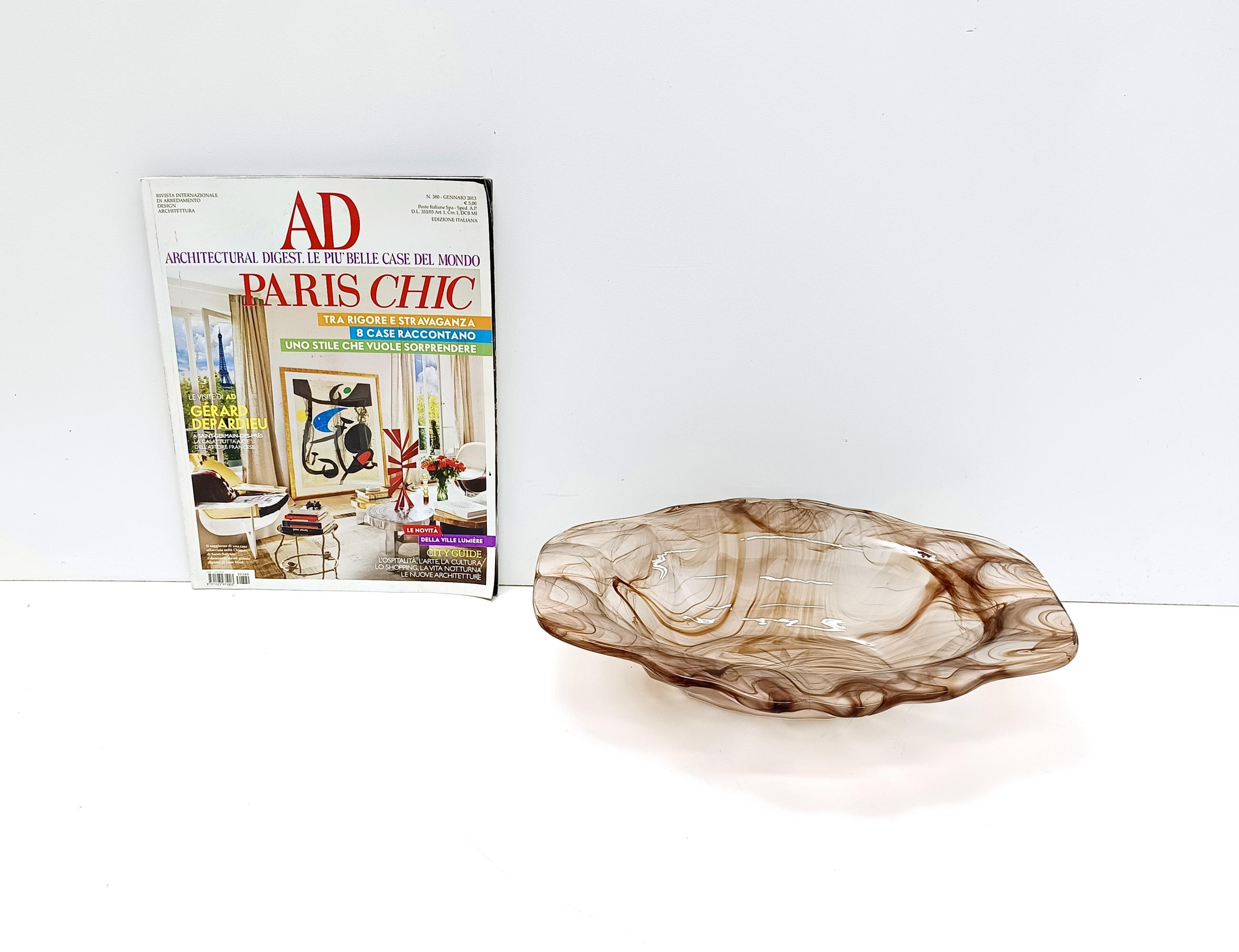 Cuenco o centro de mesa de cristal Sepia Cloud de George Davidson, Reino Unido Art Nouveau en venta