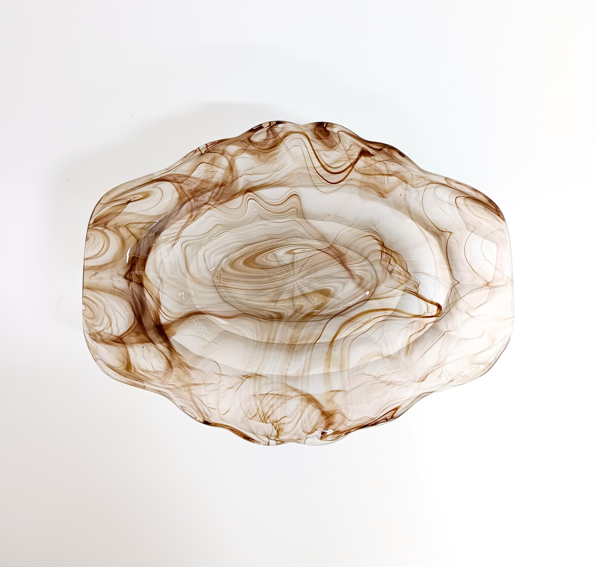 Cuenco o centro de mesa de cristal Sepia Cloud de George Davidson, Reino Unido en venta 1
