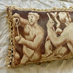 Sepia-Toned Classical Themed Tapestry Pillow