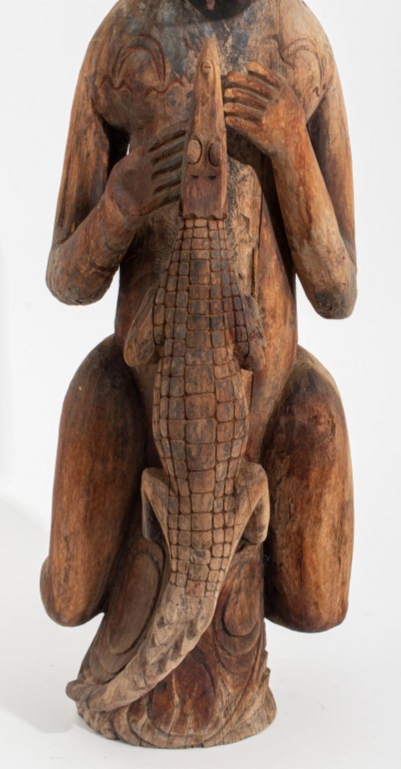 Sepik Carved Polychromed Wood Figure Sculpture In Good Condition In Astoria, NY