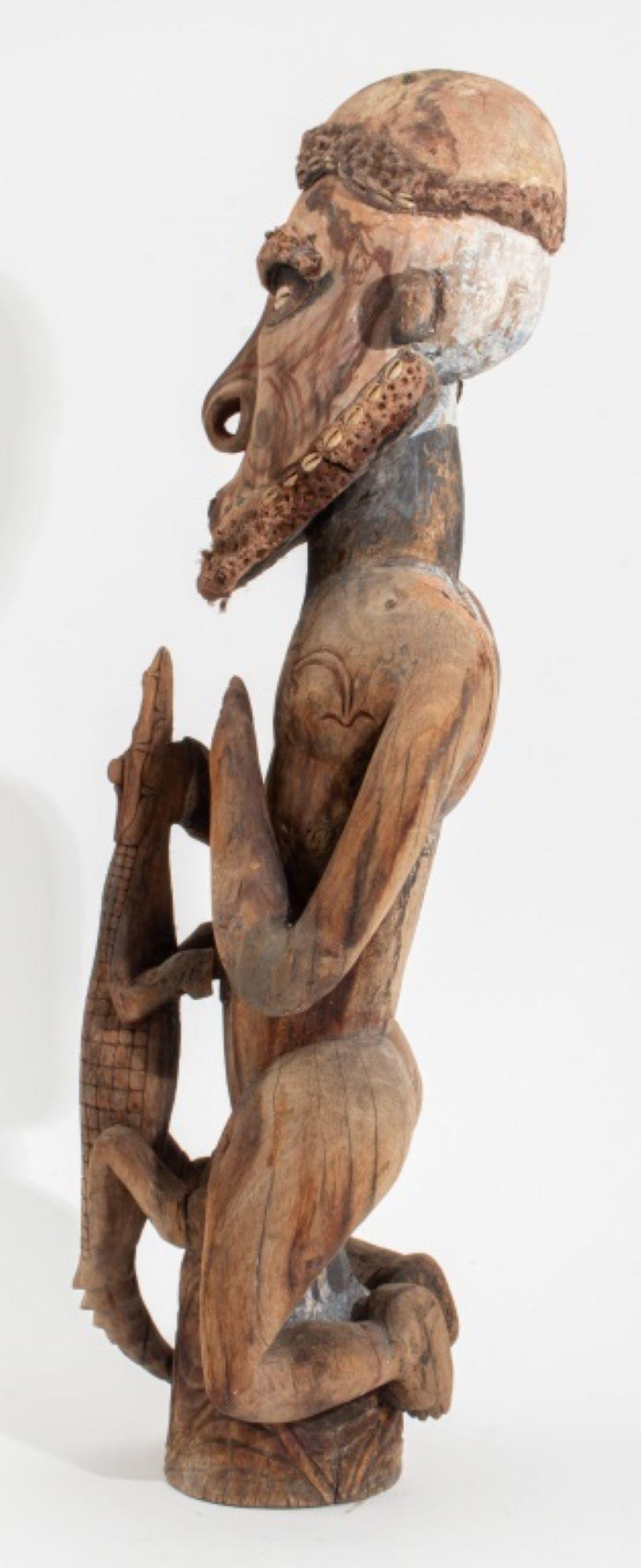 20th Century Sepik Carved Polychromed Wood Figure Sculpture