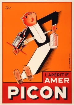 Amer Picon Camarero Original Póster Vintage Suizo c1935 por Sepo