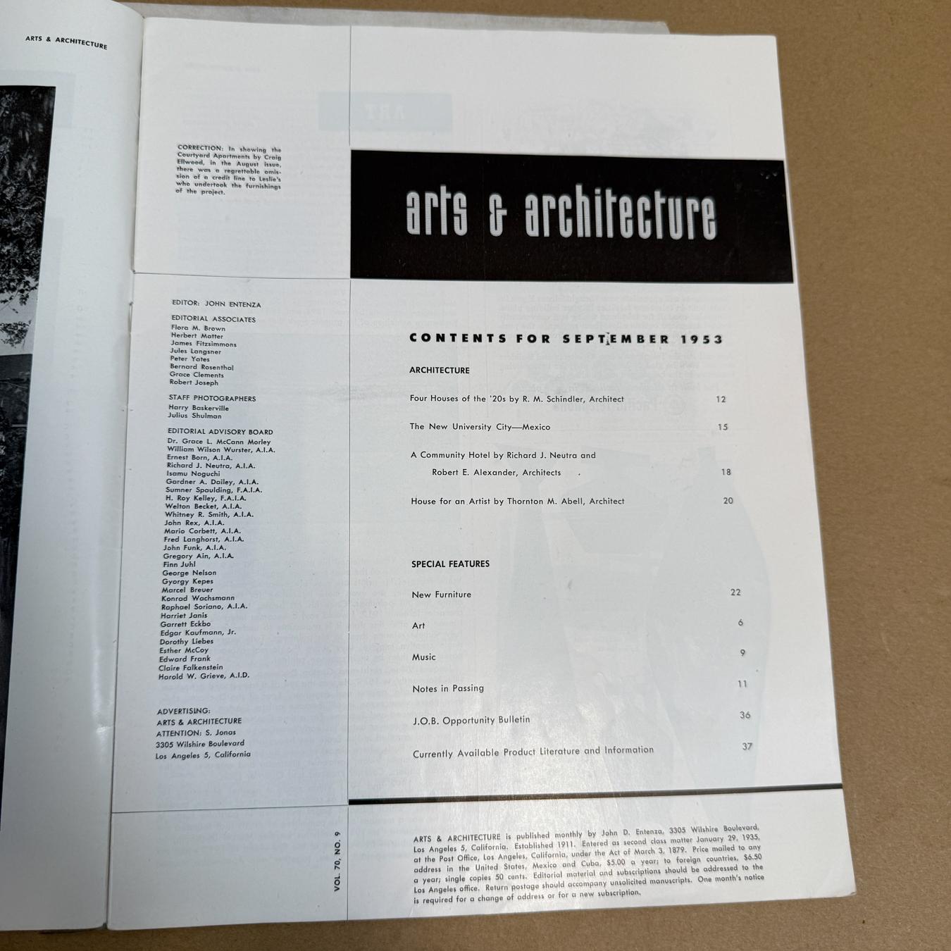 Sept 1953 Reed and Follis Arts & Architecture Modernism Magazine For Sale 1