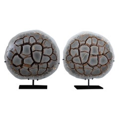 Septarian Pair on Custom Made Metal Base