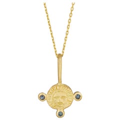 September Birthstone Pendant Necklace with Sapphire, 18 Karat Yellow Gold