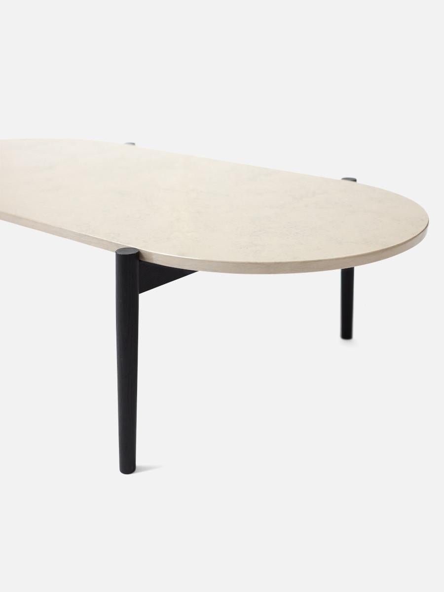 Scandinavian Modern Septembre Coffee Table by Theresa Arns, Black Ash Legs & Grey Marble Top For Sale