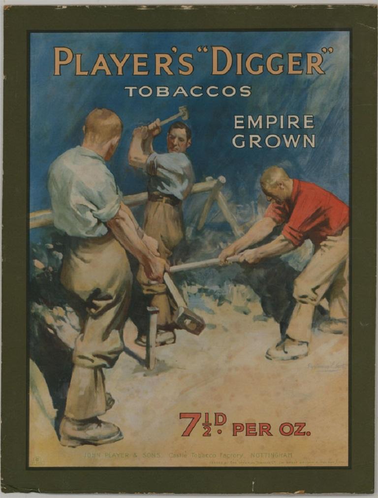 An interesting vintage poster print for Player's cigarettes. Dating to the 1920's when the artist Septimus E. Scott was known to work with the cigarette firm.Printed on wove and laid to thick card.