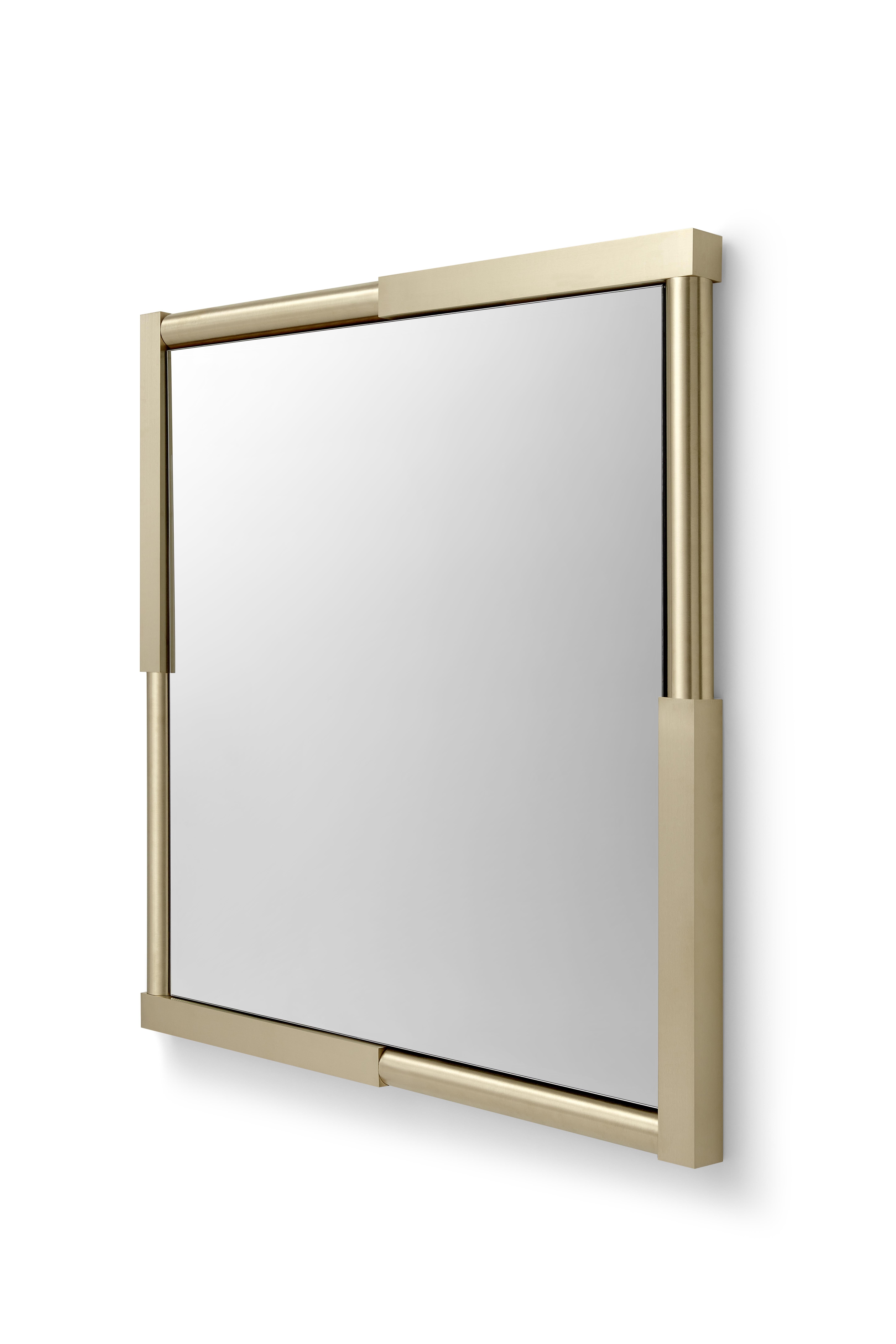 Organic Modern 'Sequence' Square Mirror by Marta Delgado, Brushed Brass For Sale