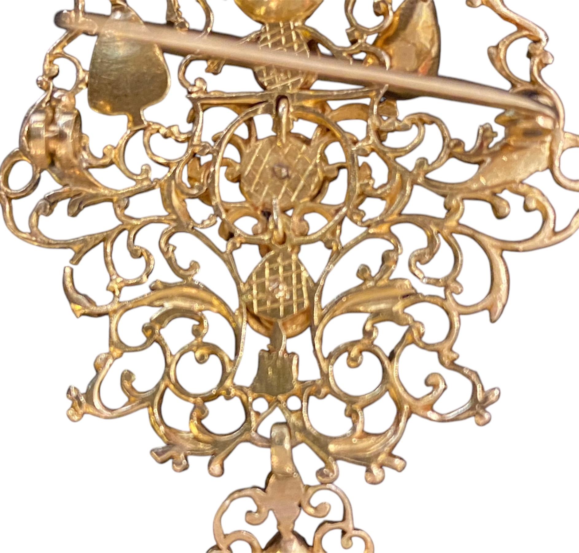 ‘Sequillé’ pendant in gold and diamonds, Portuguese. 18th century In Good Condition For Sale In Lisboa, PT