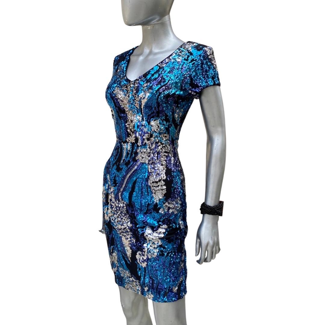 Sequin Abstract Sexy Dress w/ Full Zipper Back by ALexia Ardmor NWT Sz XS/S For Sale 3