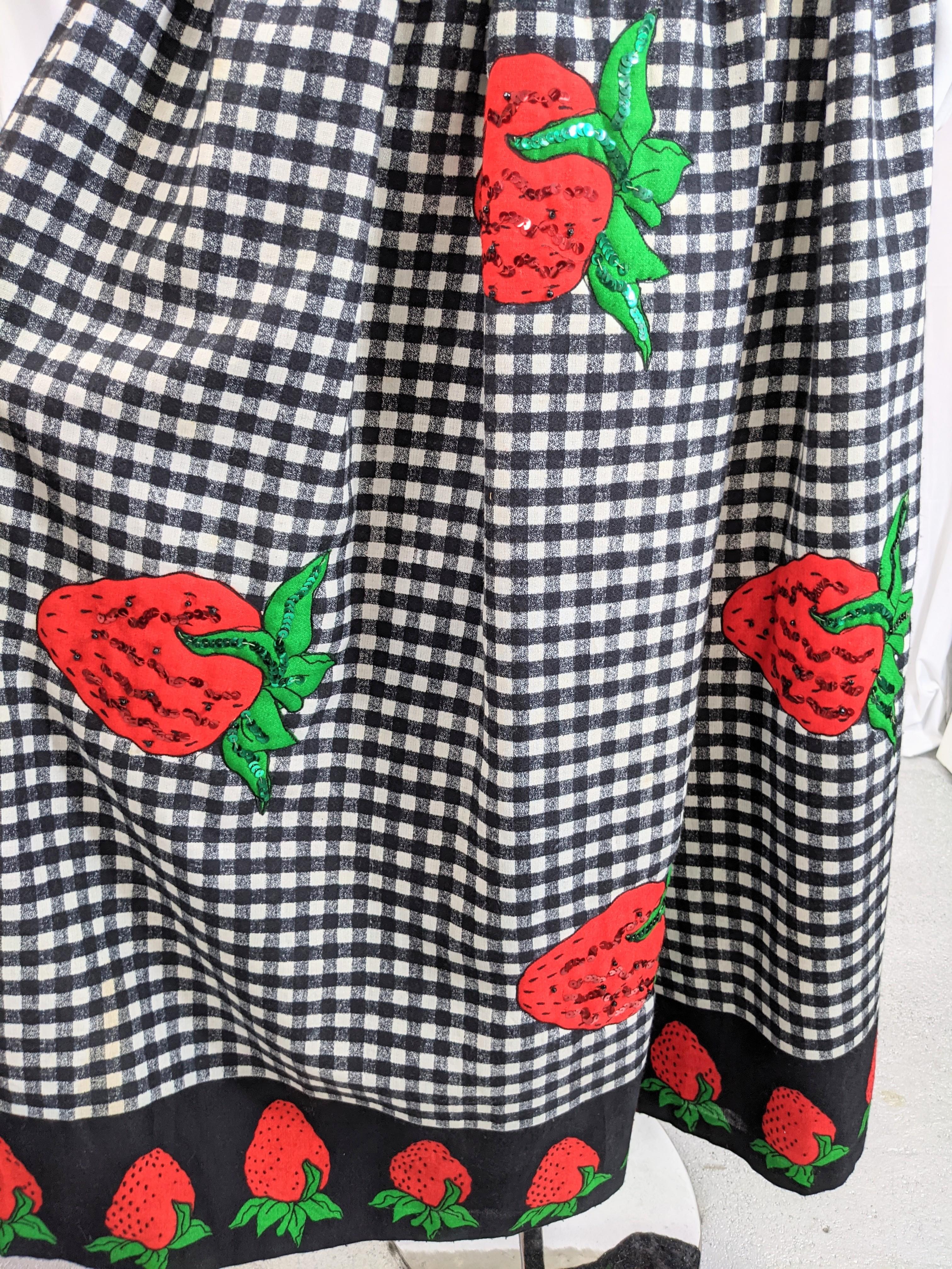 Sequin Accented Strawberry Hostess Skirt In Good Condition For Sale In New York, NY