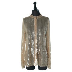 Camicia con paillettes e perline su una base di tulle trasparente Alberta Ferretti