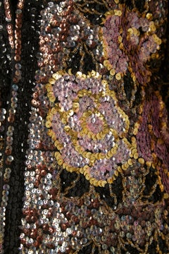Sequin and beadwork edge to edge evening jacket with flower pattern VALENTINA