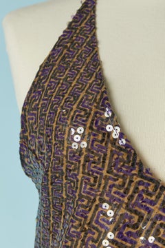 Sequin and print cocktail slip dress VERSACE JEANS COUTURE