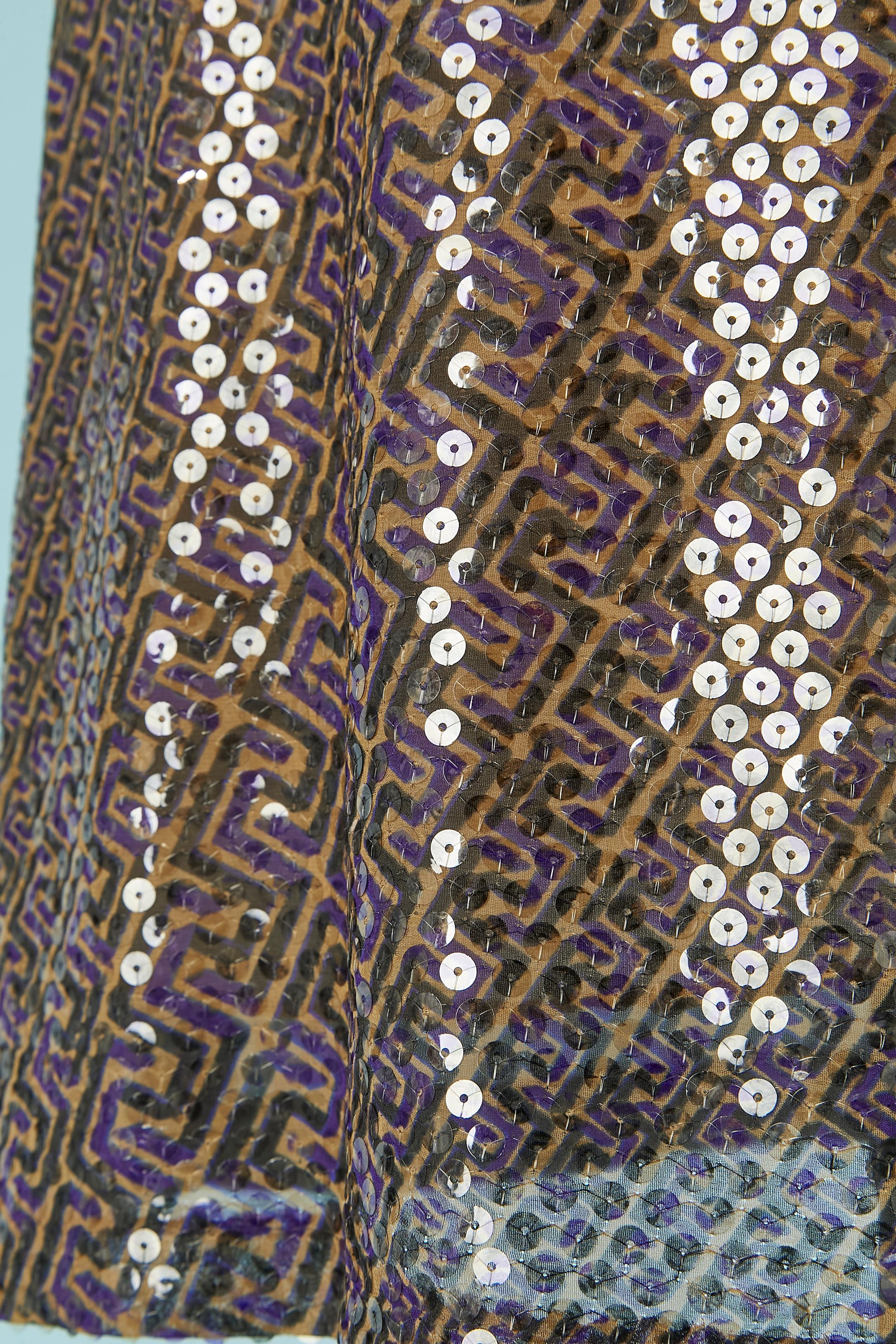 Black Sequin and print cocktail slip dress VERSACE JEANS COUTURE For Sale