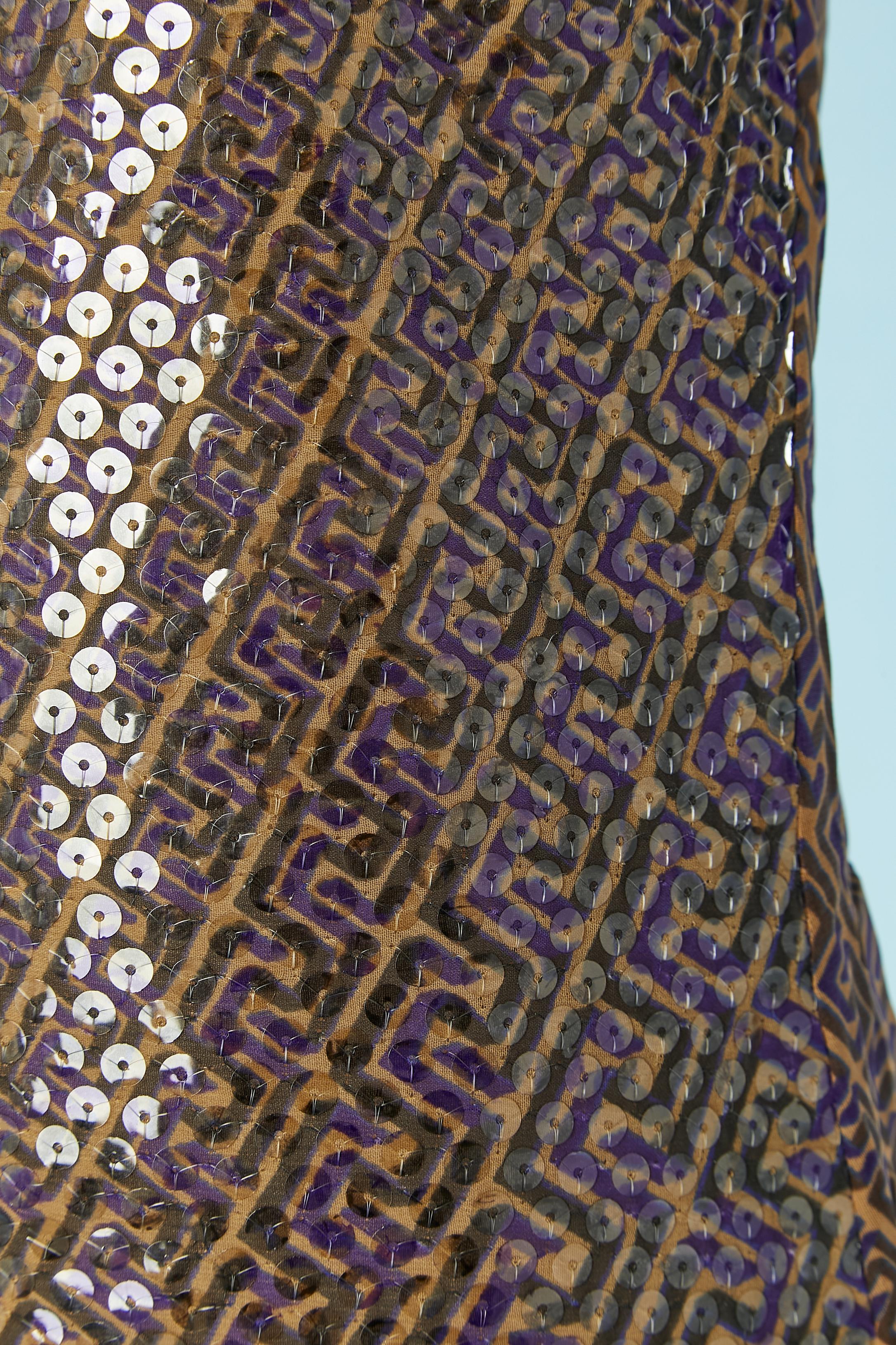 Sequin and print cocktail slip dress VERSACE JEANS COUTURE In Excellent Condition For Sale In Saint-Ouen-Sur-Seine, FR