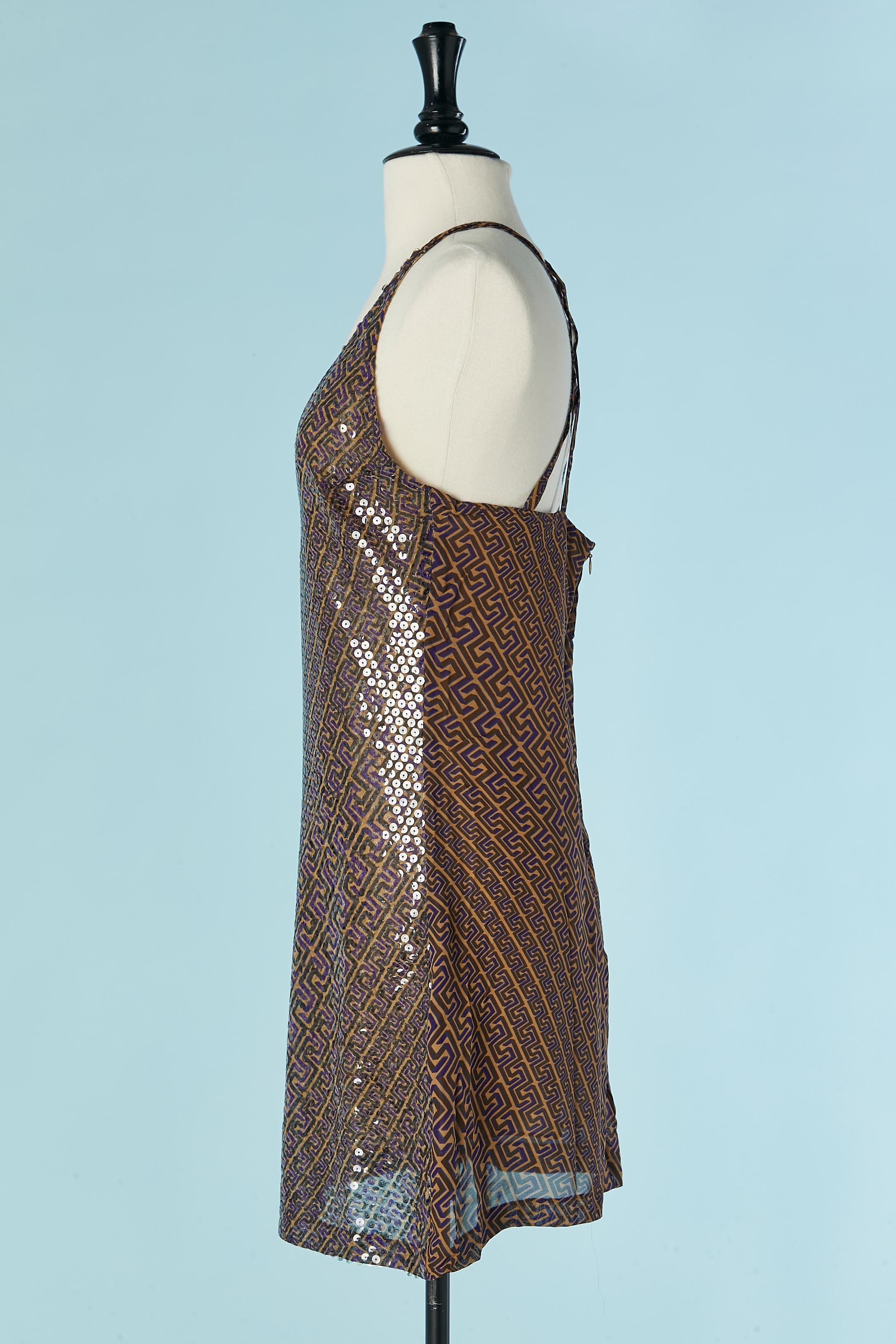 Women's Sequin and print cocktail slip dress VERSACE JEANS COUTURE For Sale