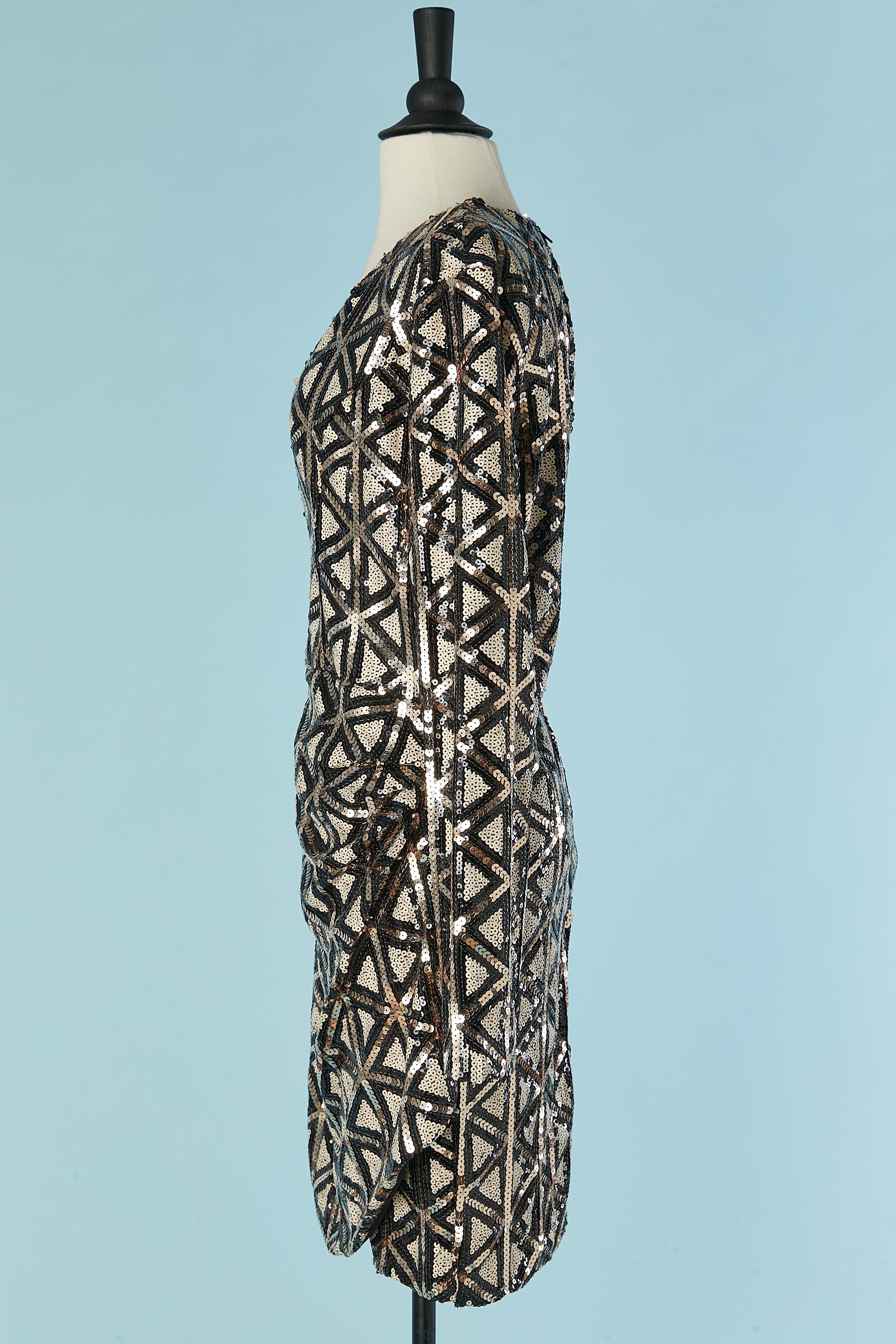 Women's Sequin cocktail dress wrapped on the hips and draped AKIRA For Sale