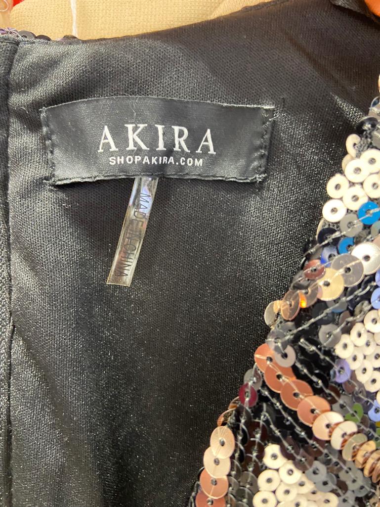 Sequin cocktail dress wrapped on the hips and draped AKIRA For Sale 2