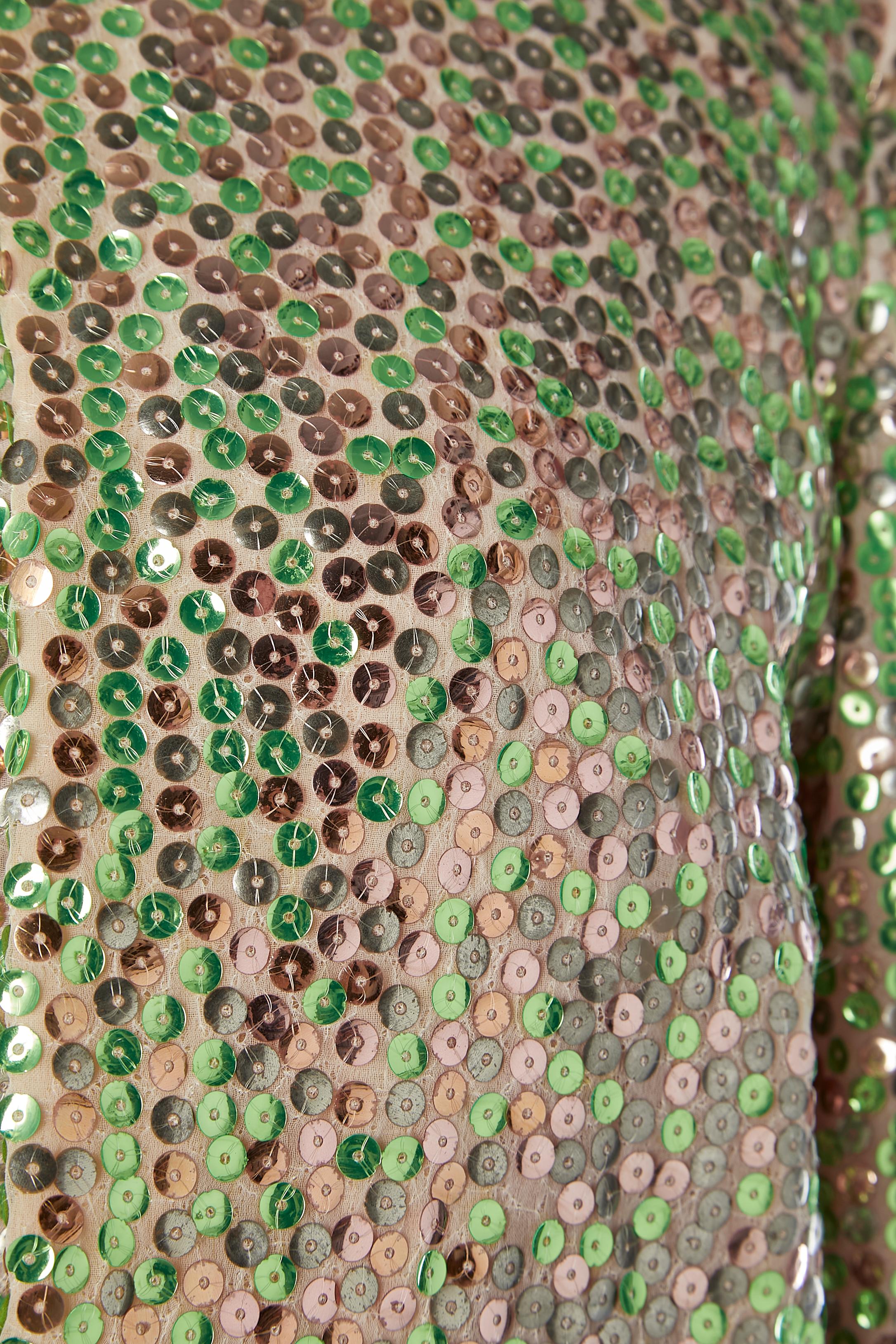 Brown Sequin jacket and dress ensemble Alfred Bosand For Sale