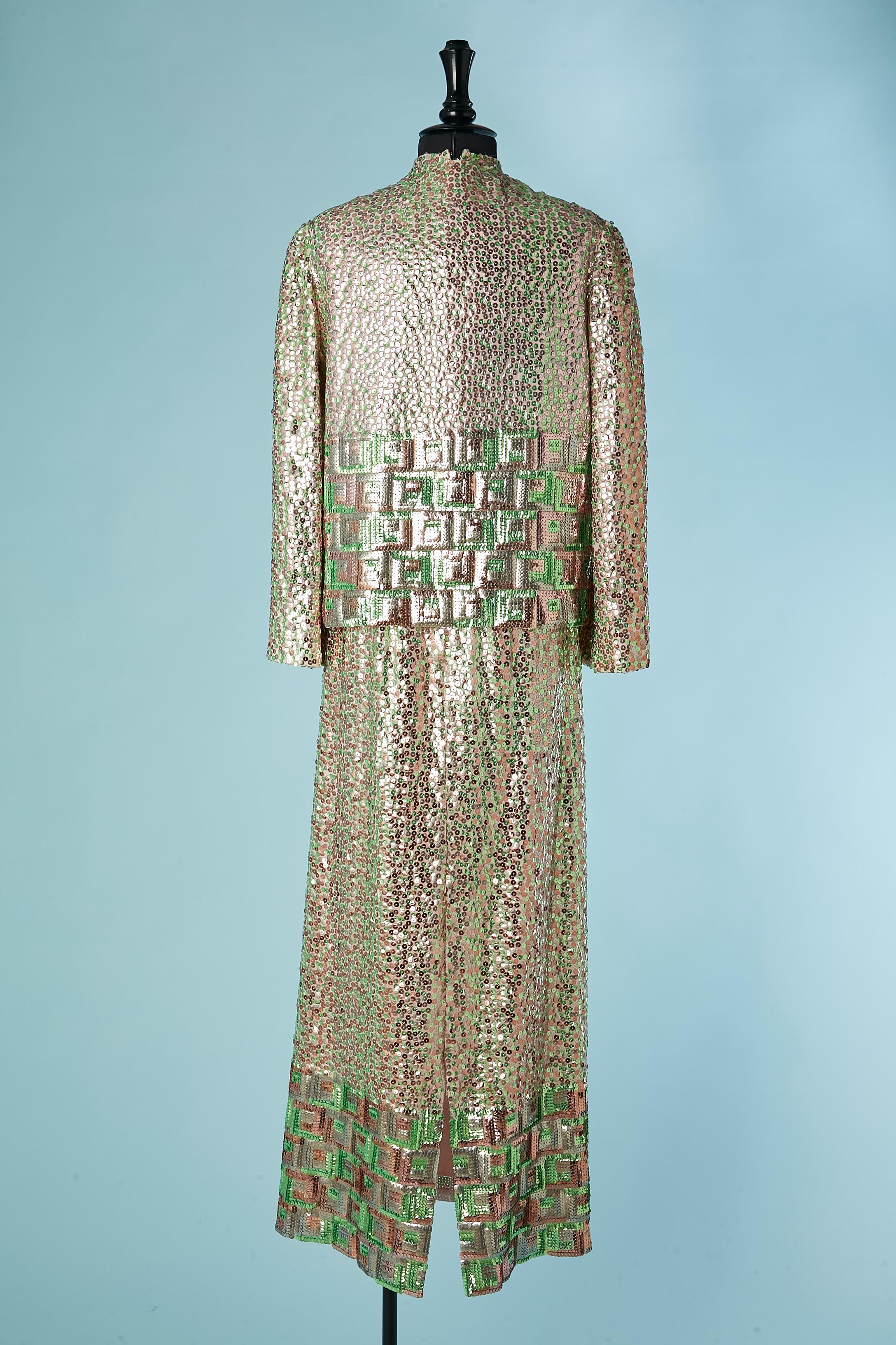Women's Sequin jacket and dress ensemble Alfred Bosand For Sale