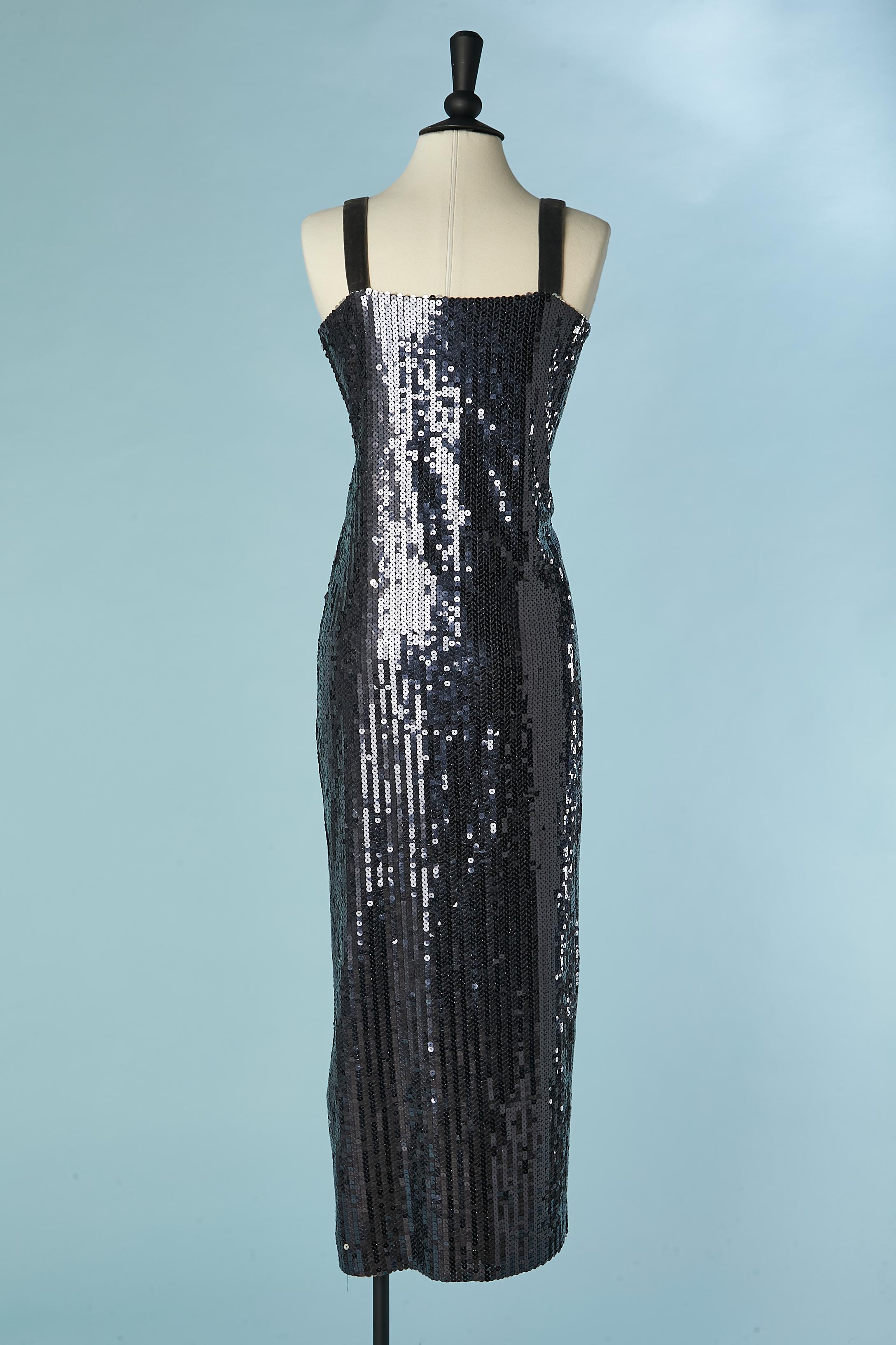 Sequin jacket and dress ensemble with velvet edge  Christian Dior Boutique For Sale 1