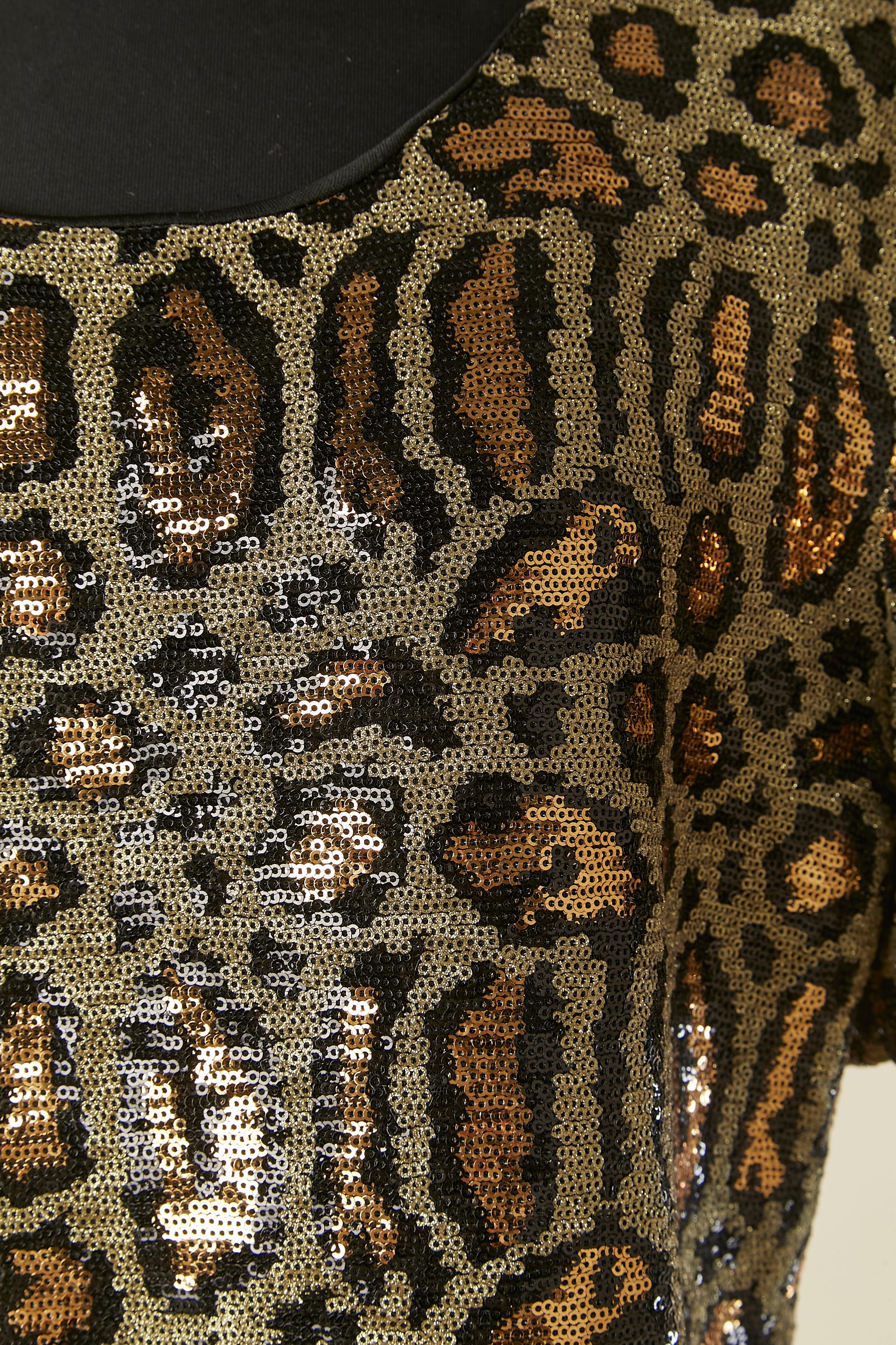 Noir Mini robe de cocktail à paillettes avec motif animalier GIANFRANCO FERRÉ JEANS en vente