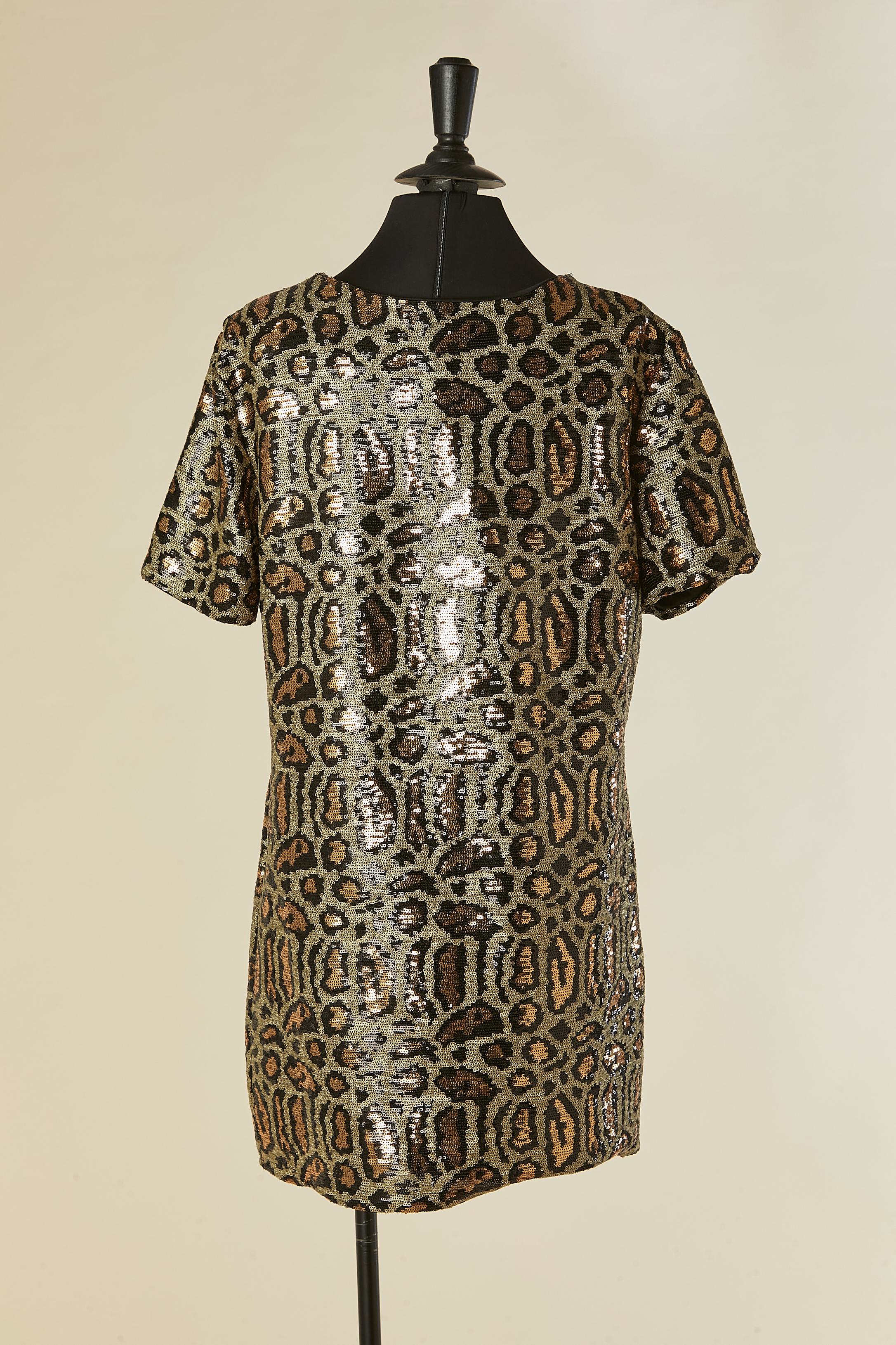 Mini robe de cocktail à paillettes avec motif animalier GIANFRANCO FERRÉ JEANS en vente 2