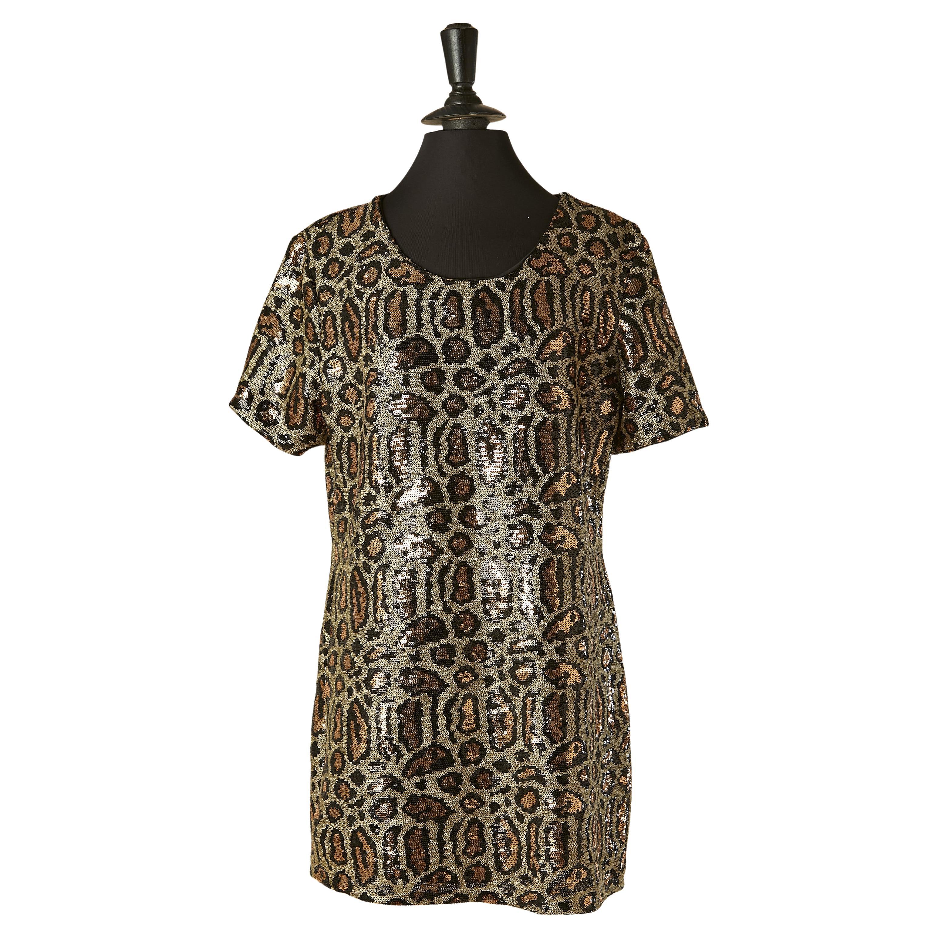 Mini robe de cocktail à paillettes avec motif animalier GIANFRANCO FERRÉ JEANS en vente