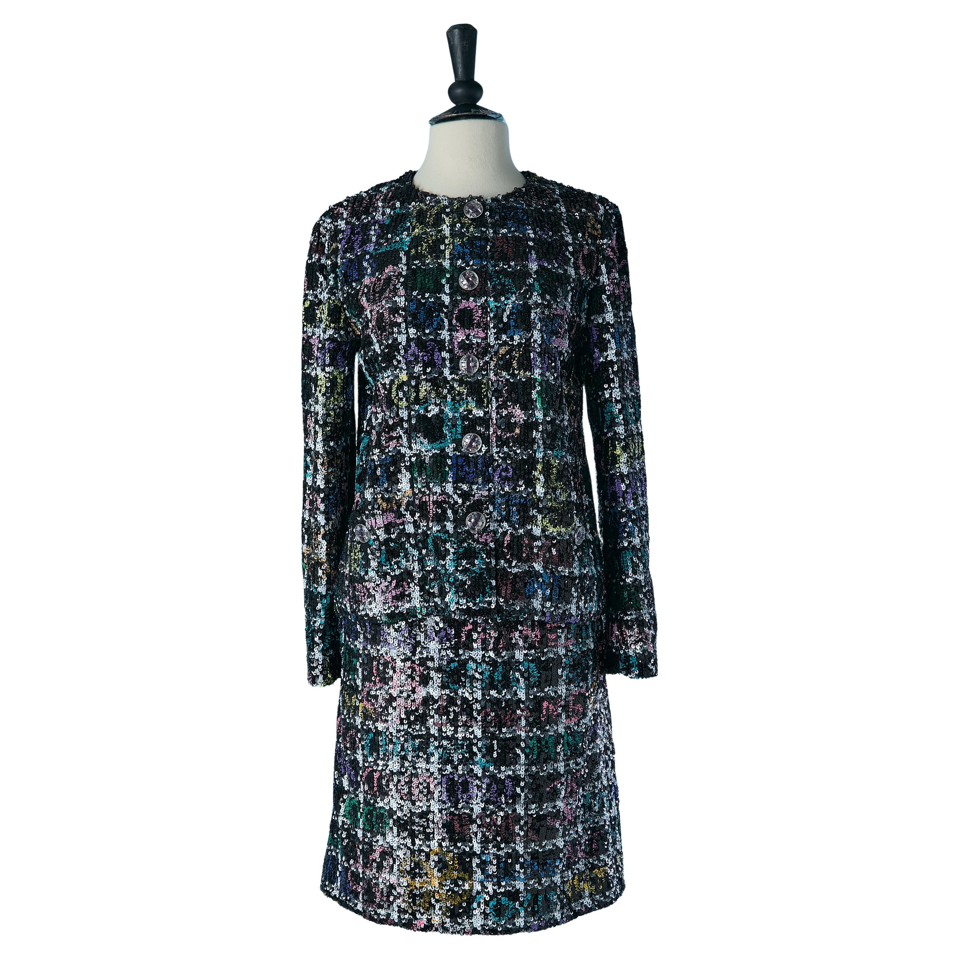 Sequin skirt-suit with Tweed print CHANEL Métiers d
Art