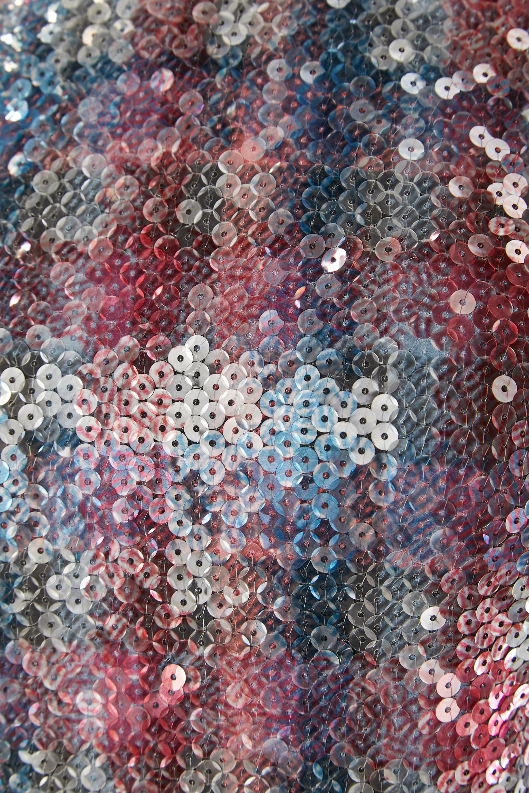 Top de lentejuelas con estampado de cuadros CHANEL Gris en venta