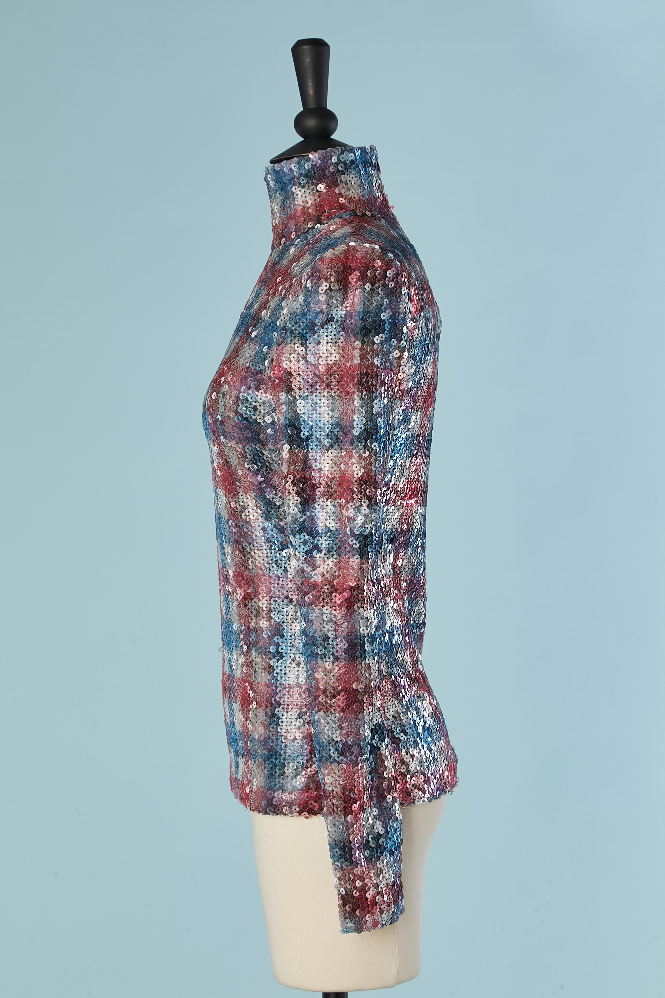 Top de lentejuelas con estampado de cuadros CHANEL en venta 1