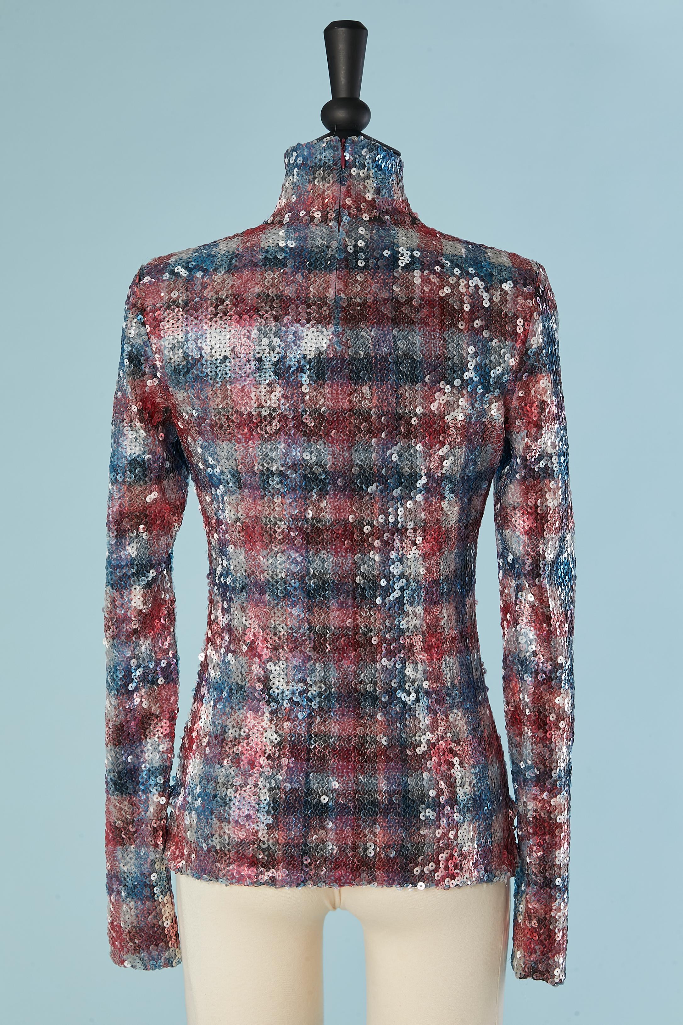 Top de lentejuelas con estampado de cuadros CHANEL en venta 2