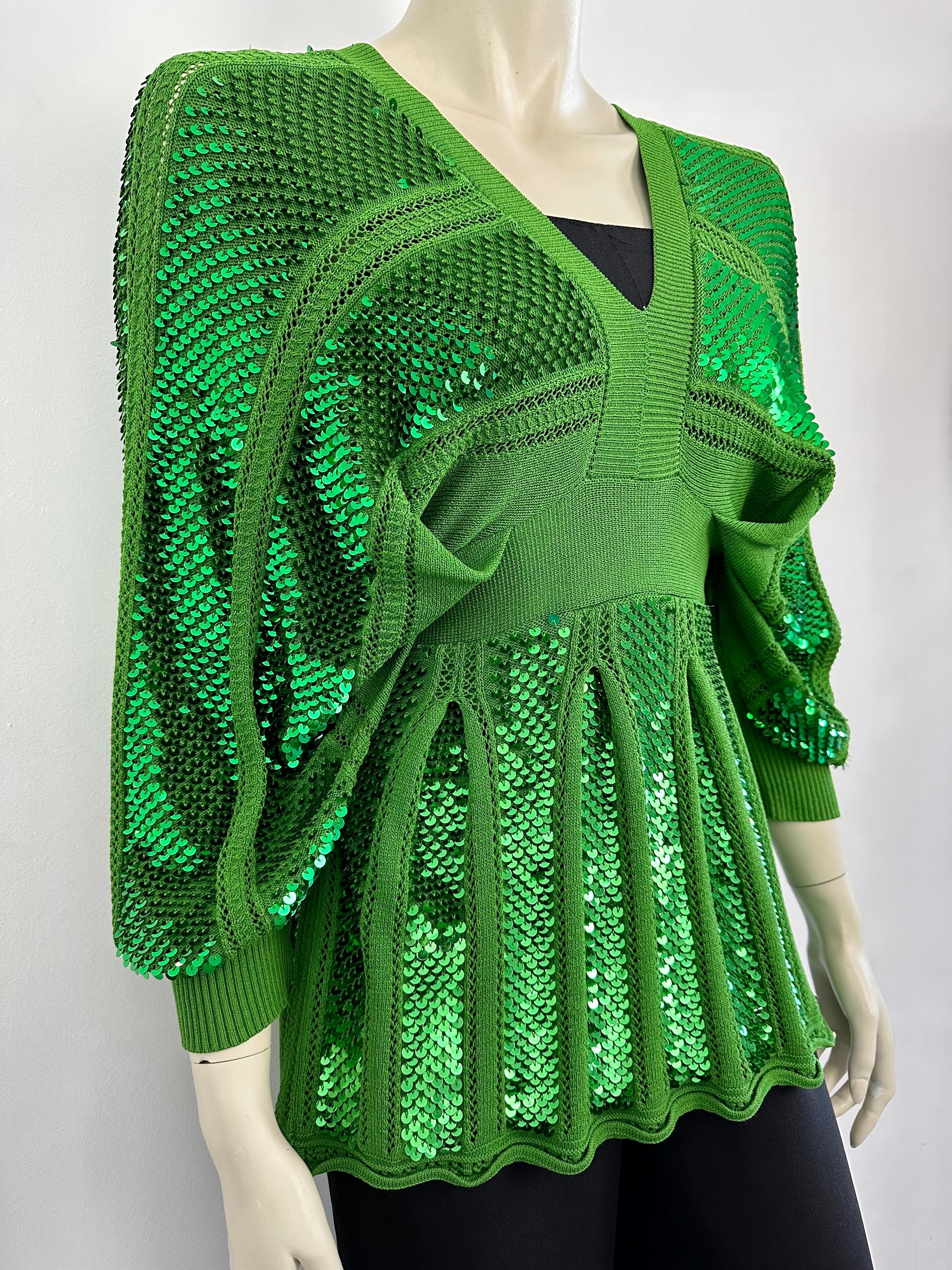Green Sequin tunic top Kenzo Défilé For Sale