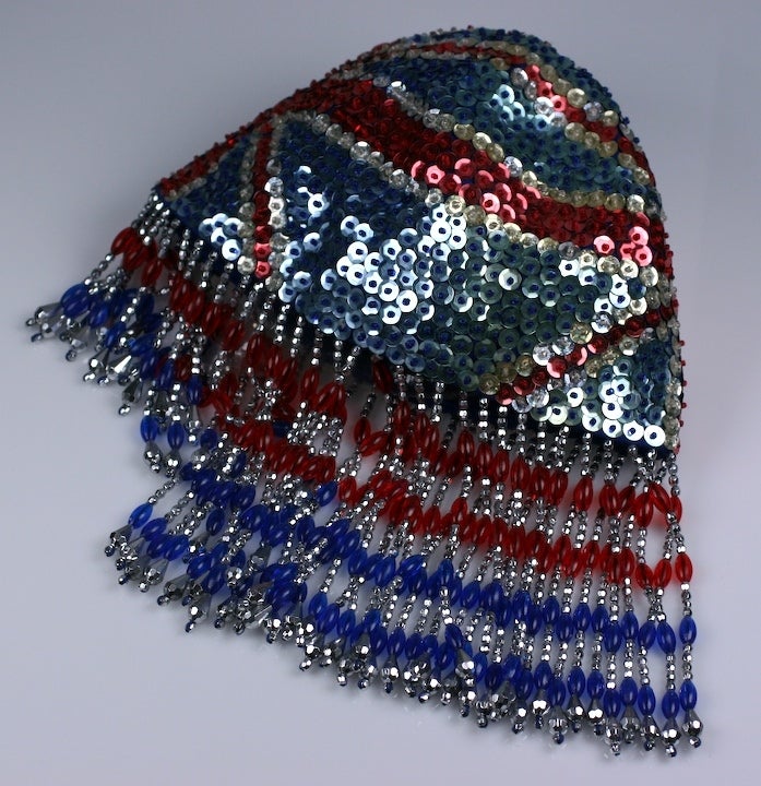 Sequined and Beaded Brittania Head Piece In Excellent Condition For Sale In New York, NY