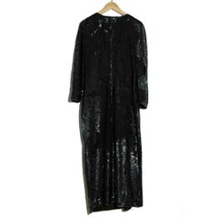 Sequins and Jais Mermaid Shape Italian Black Evening Gown