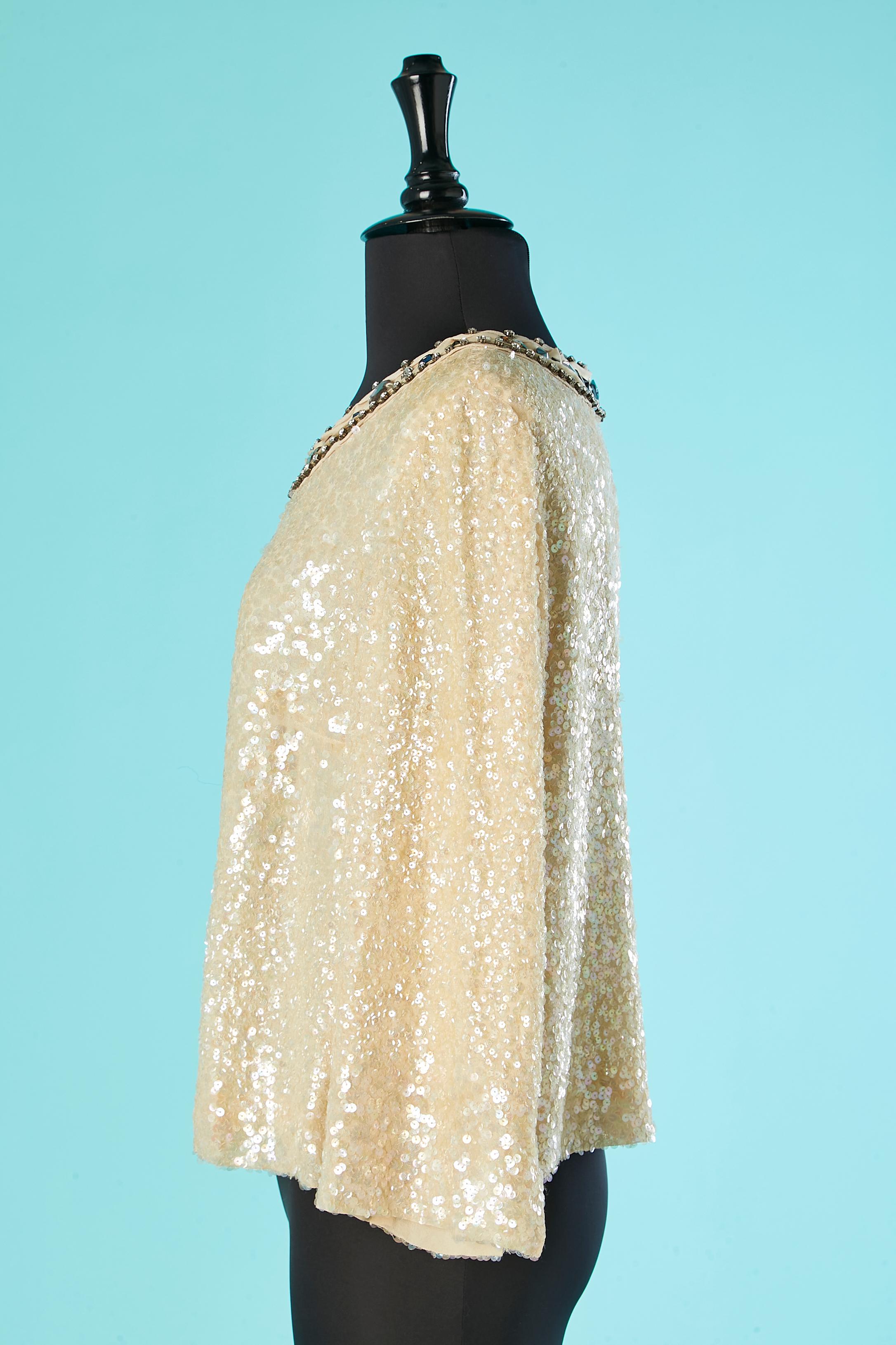 Women's Sequins evening top with beads and rhinestone neckline Chloé  For Sale