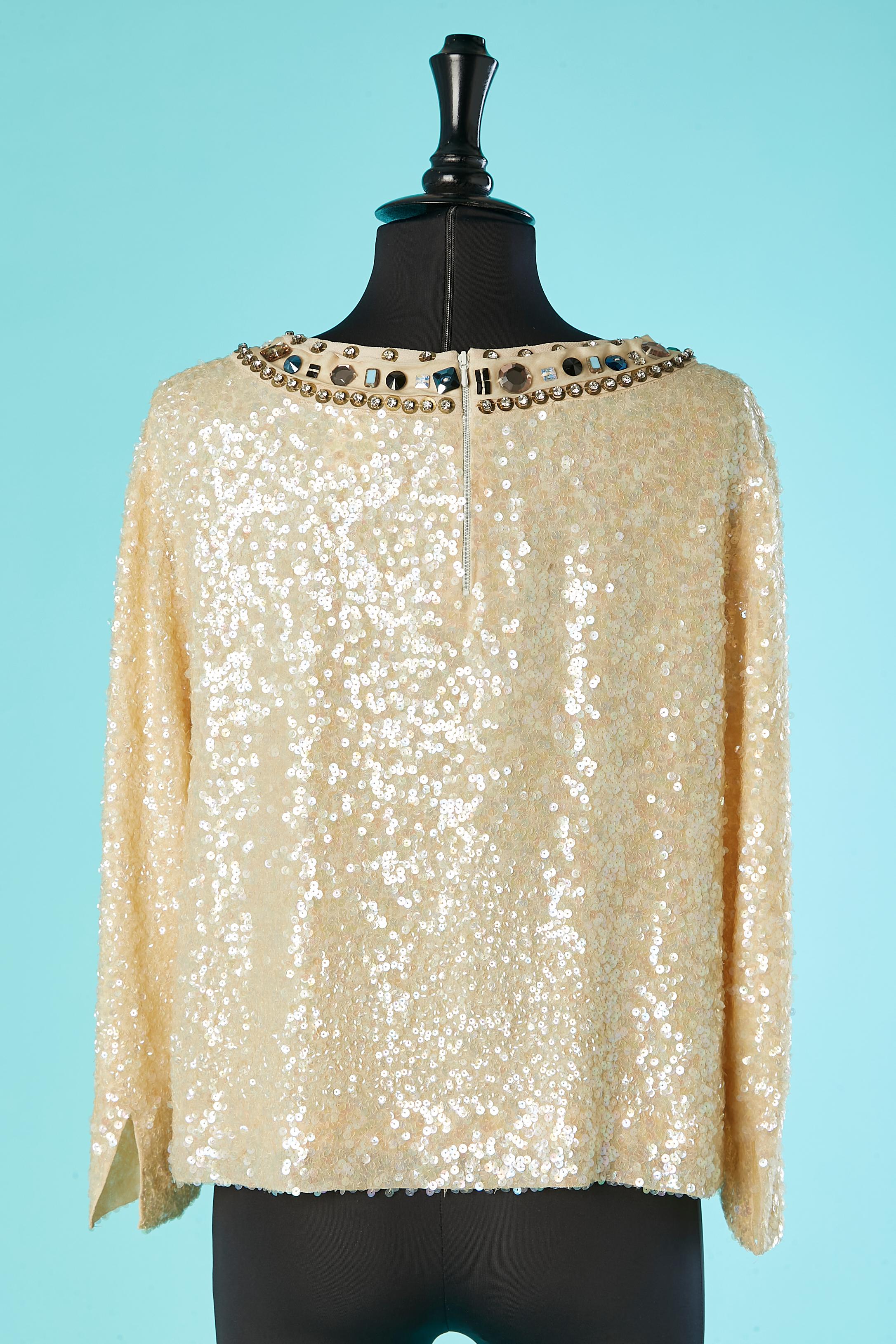 Sequins evening top with beads and rhinestone neckline Chloé  For Sale 1