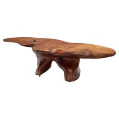 Table basse en loupe de séquoia, Amérique du Nord, années 1970