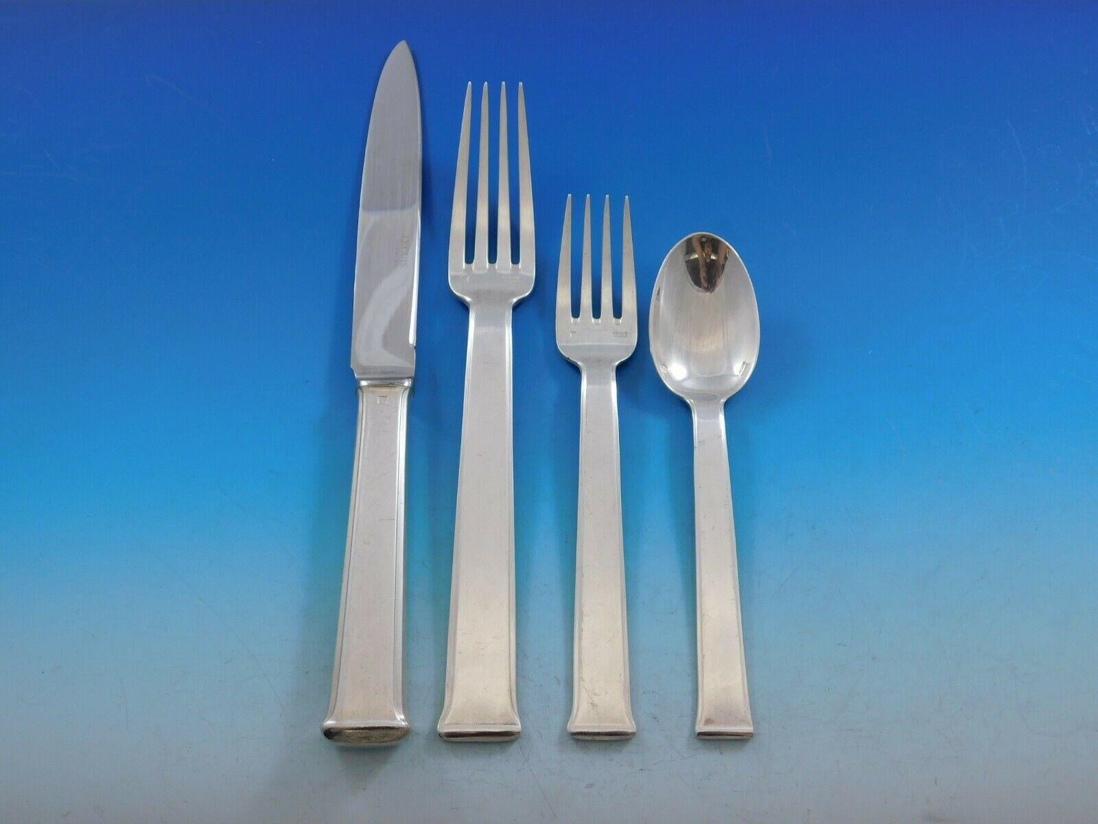 Sequoia by Ercuis Silver Plate Flatware Set Service Dinner, French, 22 Pieces In Excellent Condition In Big Bend, WI